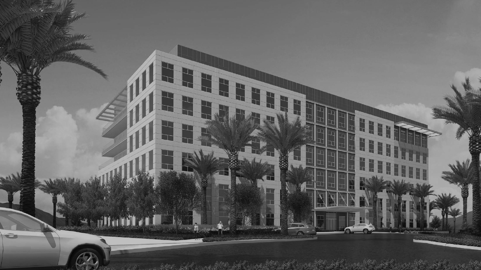 stylized, B&W photo of EV&A ARCHITECTS - TWO SUMMERLIN OFFICE BUILDING