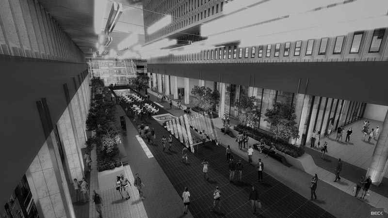 stylized, B&W photo of The Beck Group - Peachtree Center